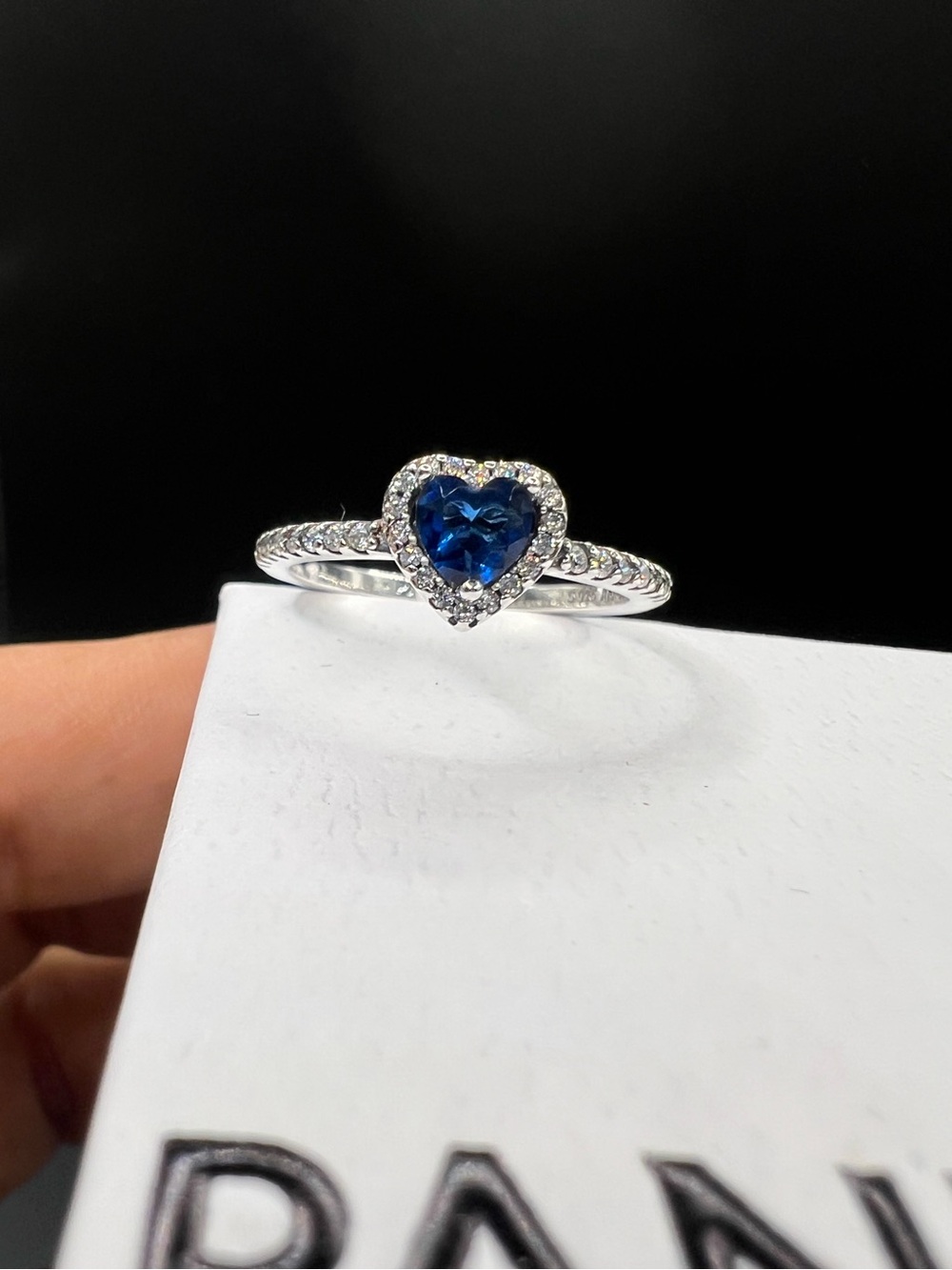 Elevated Princess Blue Heart Ring, Sterling Silver 925, Size: 58/ 8.5